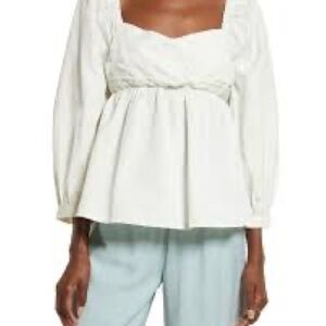 Open Edit Square Neck Poplin Blouse